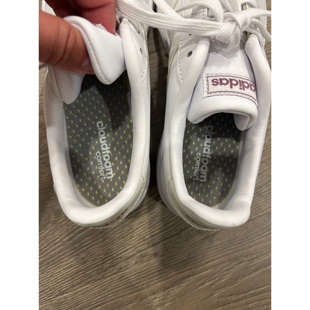 Adidas Grand Court White Iridescent Maroon Sneakers FZ4261 Womens 8.5 - Picture 7 of 9